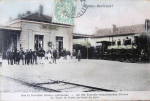 Sur la frontière franco-allemande - Le train de Paris arrivant en gare Sur la frontière franco-allemande - Le train de Paris arrivant en gare