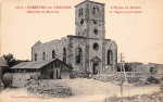 L'église en ruines et l'église provisoire