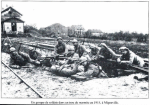 Un groupe de soldats dans un trou de marmite en 1915