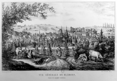 Justin Emeraux - 1860 - Vue générale de Blâmont prise du chemin de Barbas Justin Emeraux - 1860 - Vue générale de Blâmont prise du chemin de Barbas