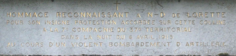 Plaque appose sur la Chapelle Notre-Dame de Lorette