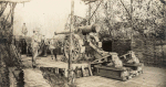 Blémerey (près). Bois de la ferme de l'Étang. Pièce de 155 long camouflée - 12 décembre 1916